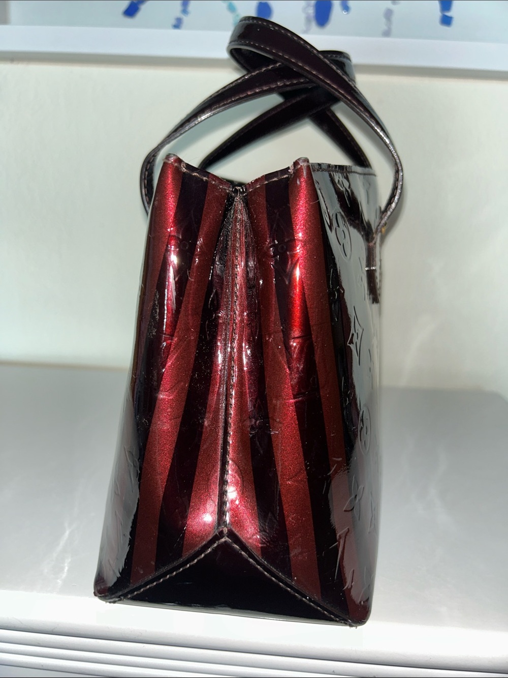 Louis Vuitton striped Rayures Wilshire vernis tote - Picture 5 of 11